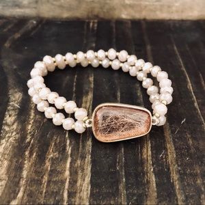 Crystal Beaded Bracelet with accenting Gem